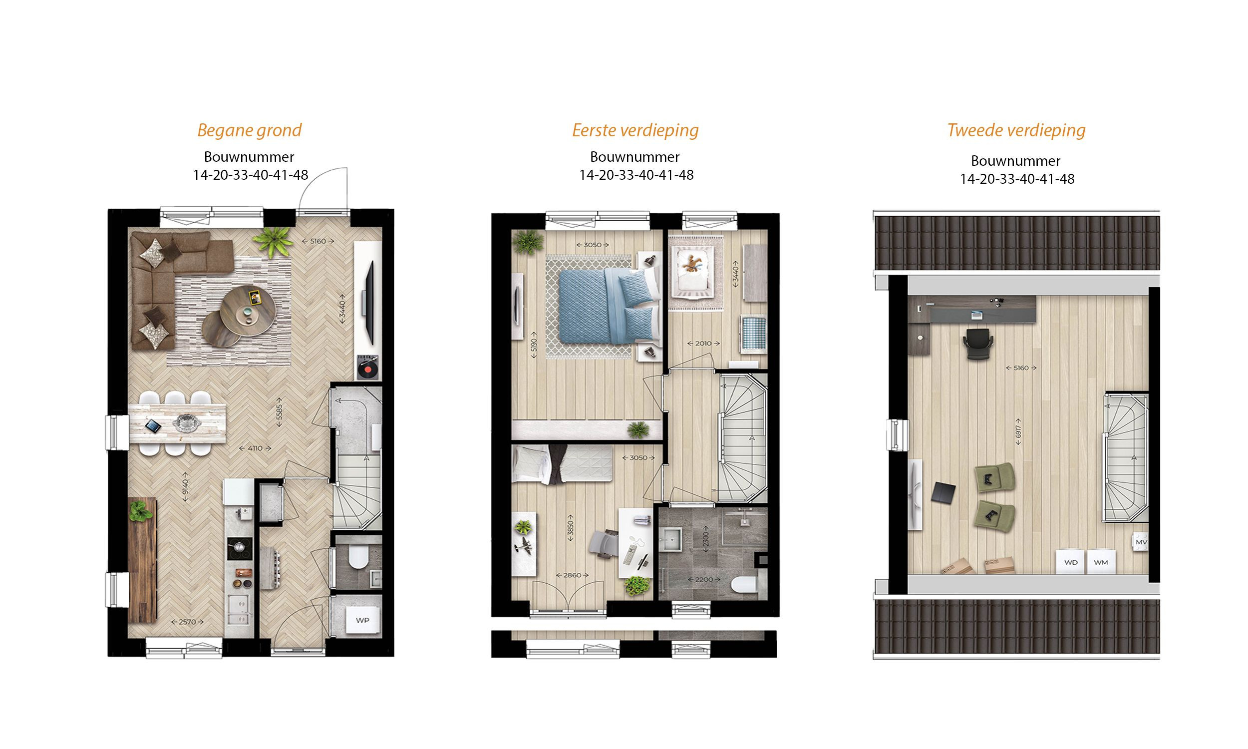 Plattegrond plattegrond [bnr 14-20-33-40-41-48] Hoekwoning Leeuwenkwartier